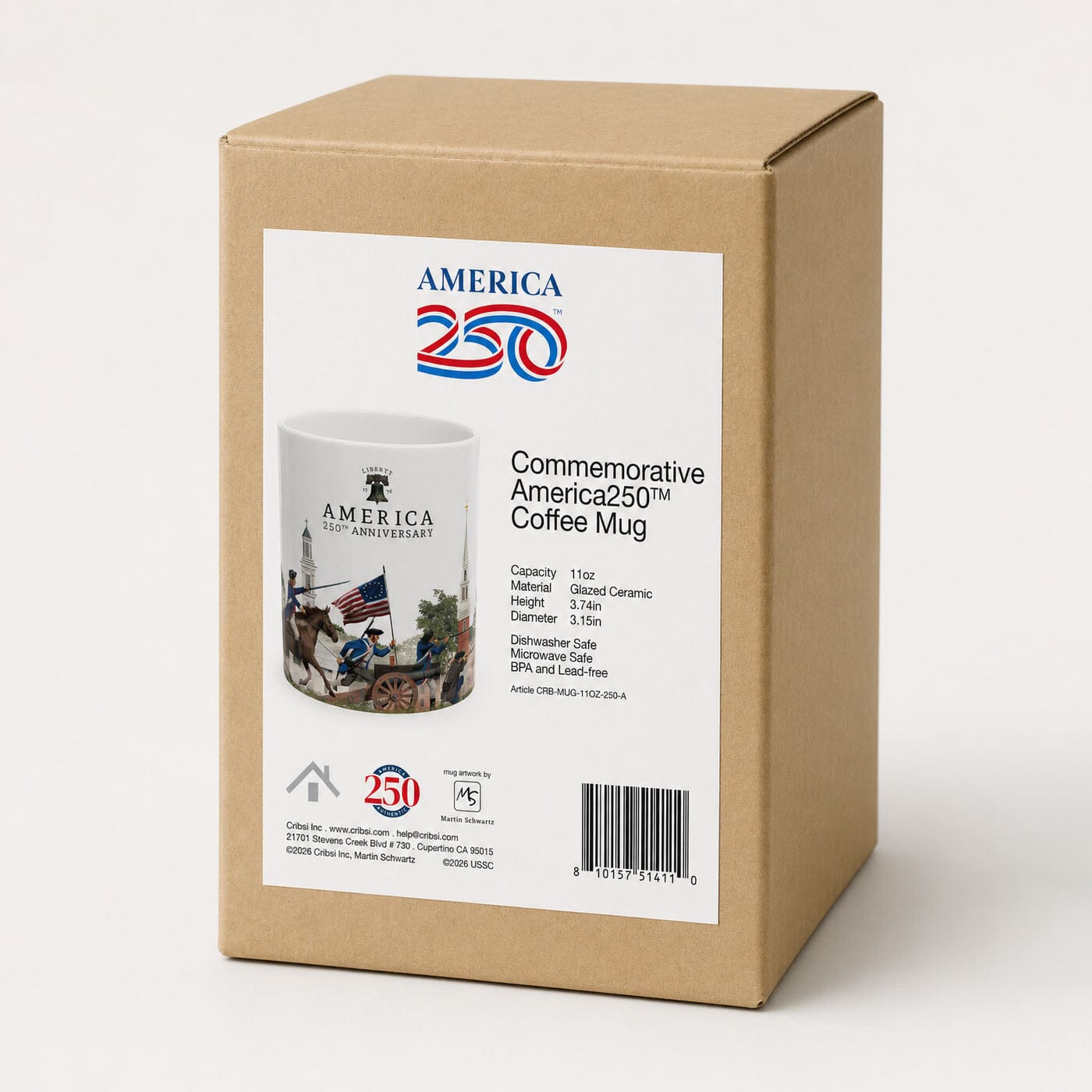 America 250th Anniversary Ceramic Mug designed by Martin Schwartz