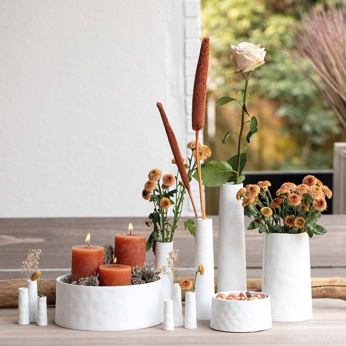 Rader Poetic Space Porcelain Vases With Embossed Flower Names Set of 3