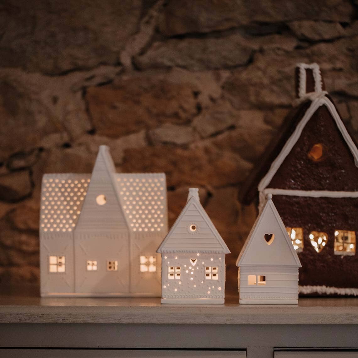 Rader Porcelain Village Gingerbread House Set of 3