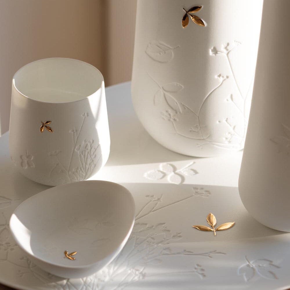 Rader Porcelain Stories Leaf Vases and Decorative Tray Set of 3