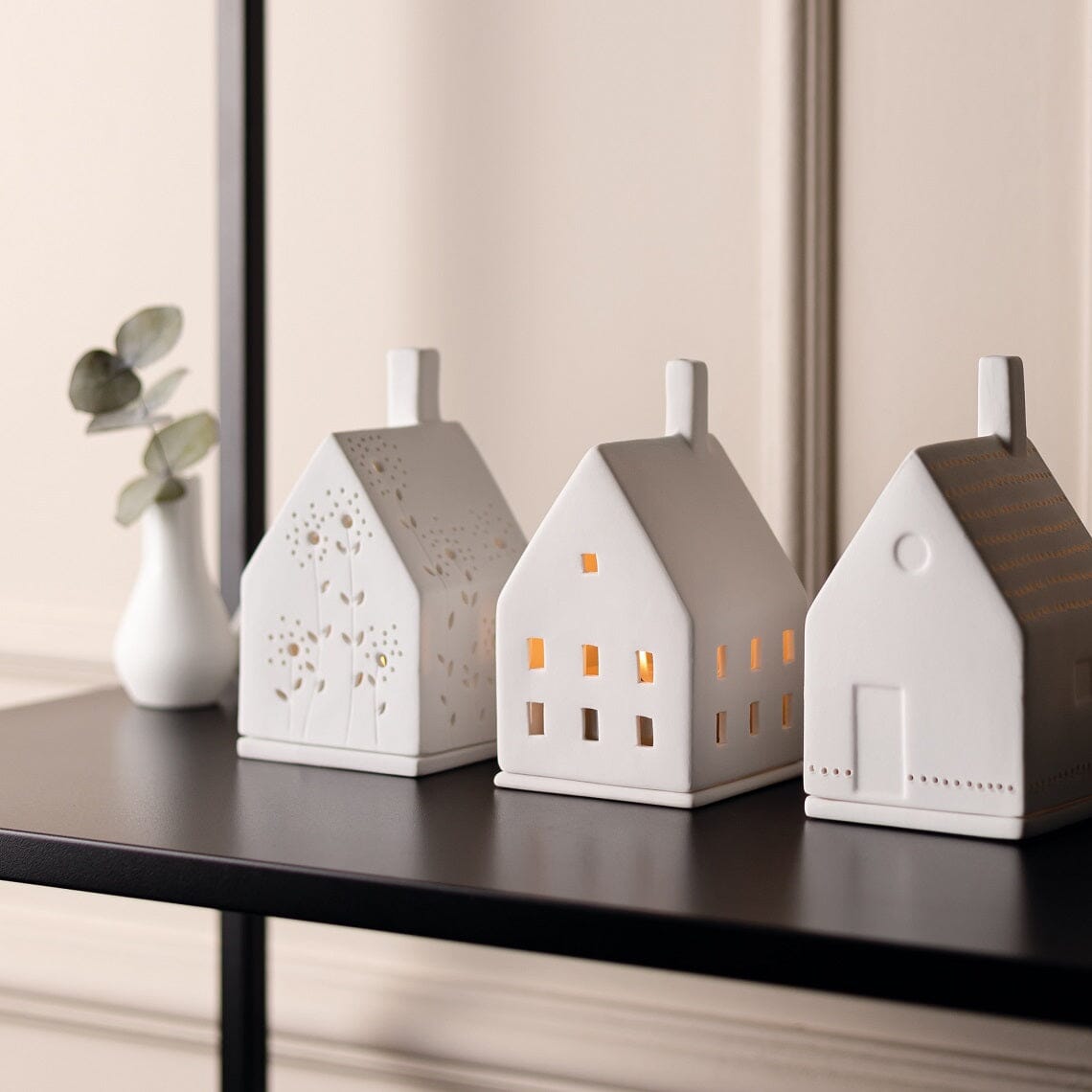 Rader Porcelain Village Heart, Magic, and Flower House Set