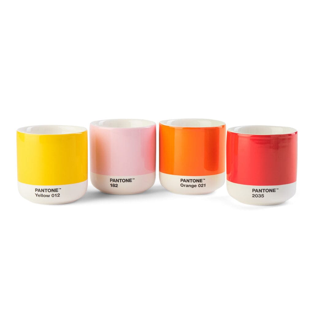 Pantone Cortado Thermo Cup Set of 4 in Yellow & Red & Orange & Light Pink