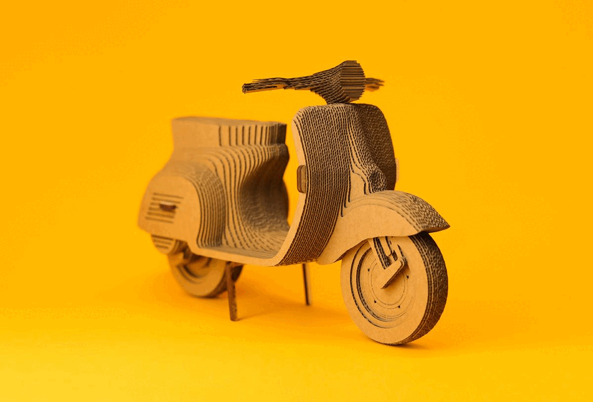 Scooter 3D Puzzle Cardboard Sculpture by Cartonic