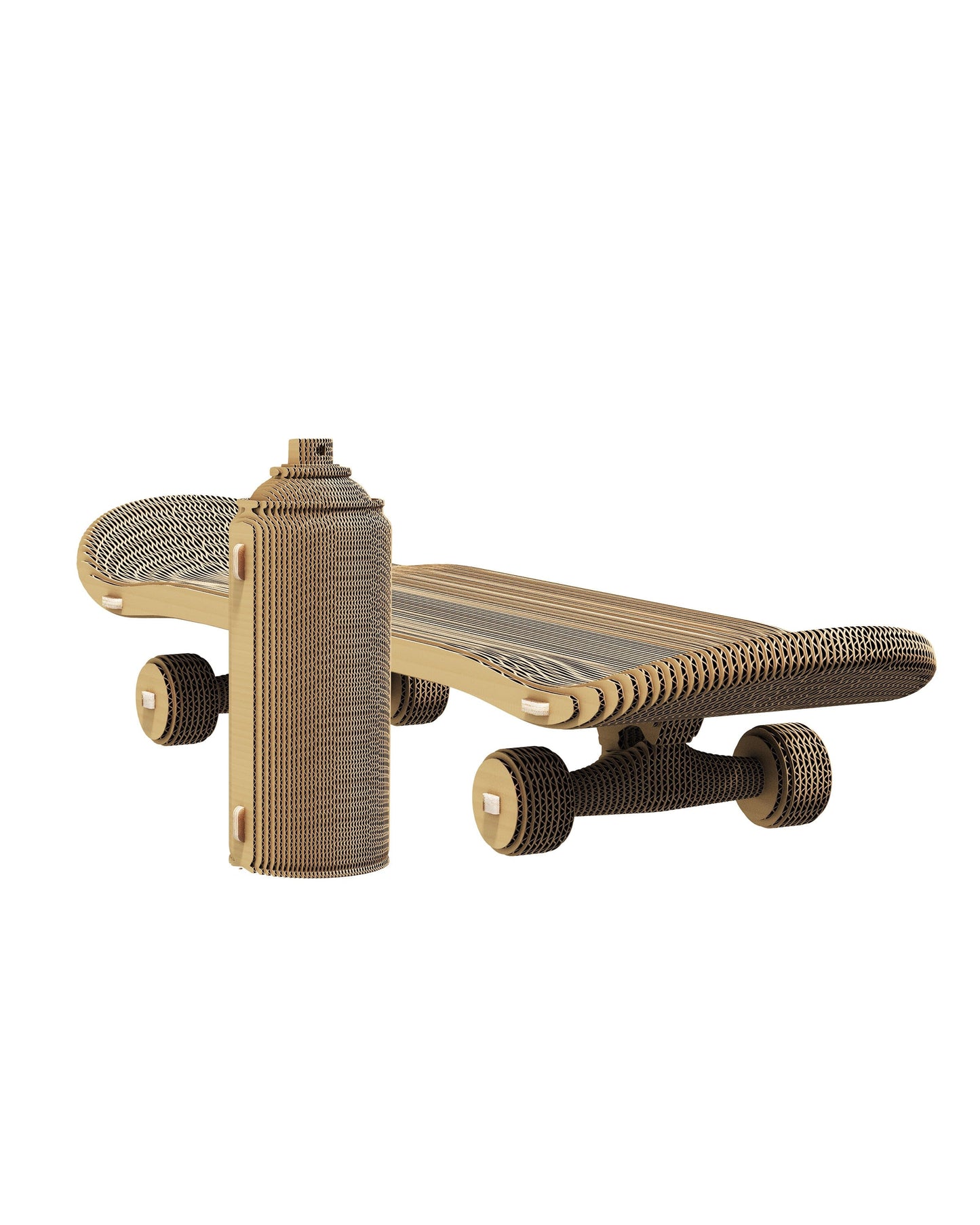 Scateboard and Spray Can 3D Puzzle Cardboard Sculpture by Cartonic