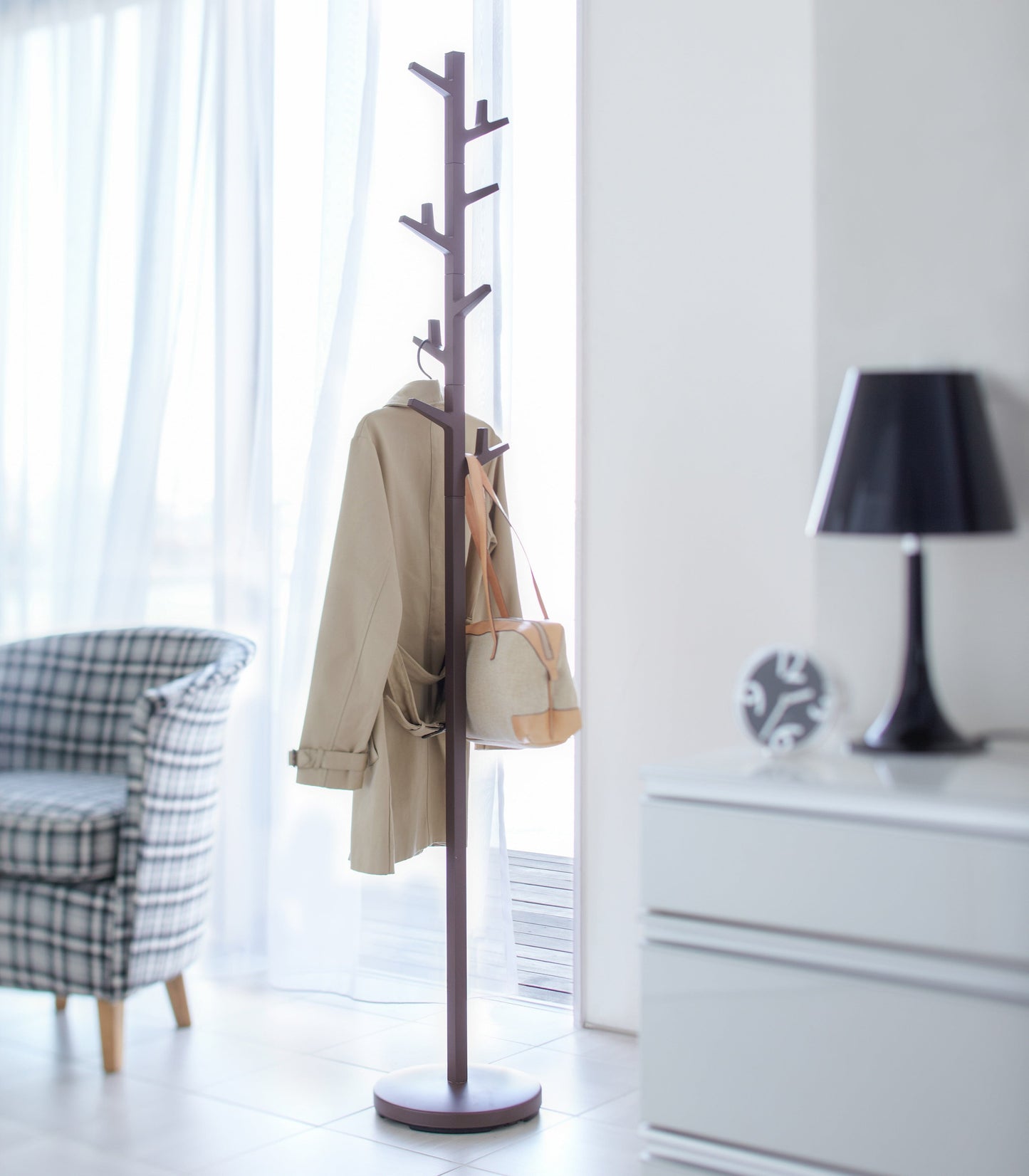 Yamazaki 69" Steel Coat Rack with Rotating Branches