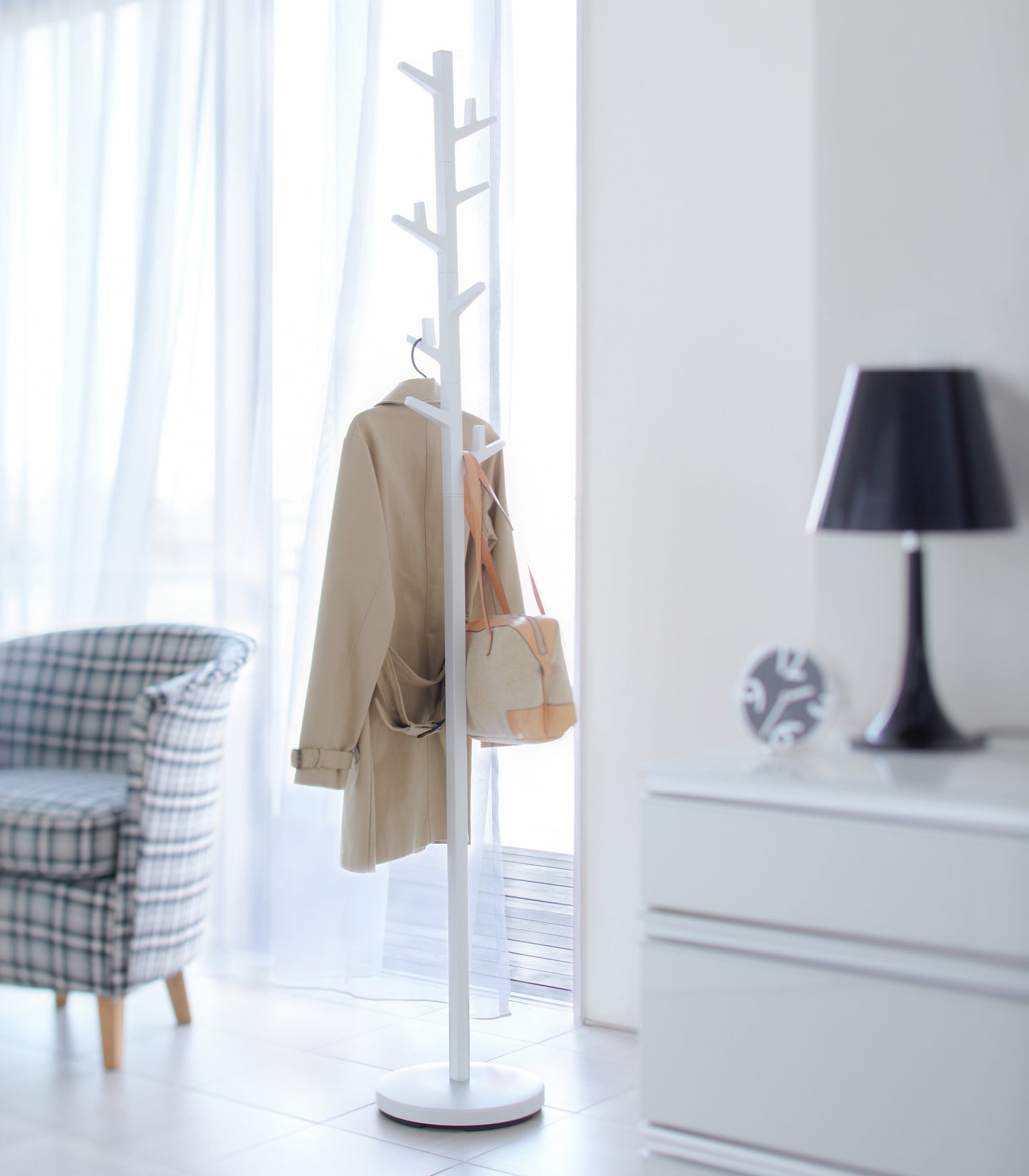 Yamazaki 69" Steel Coat Rack with Rotating Branches