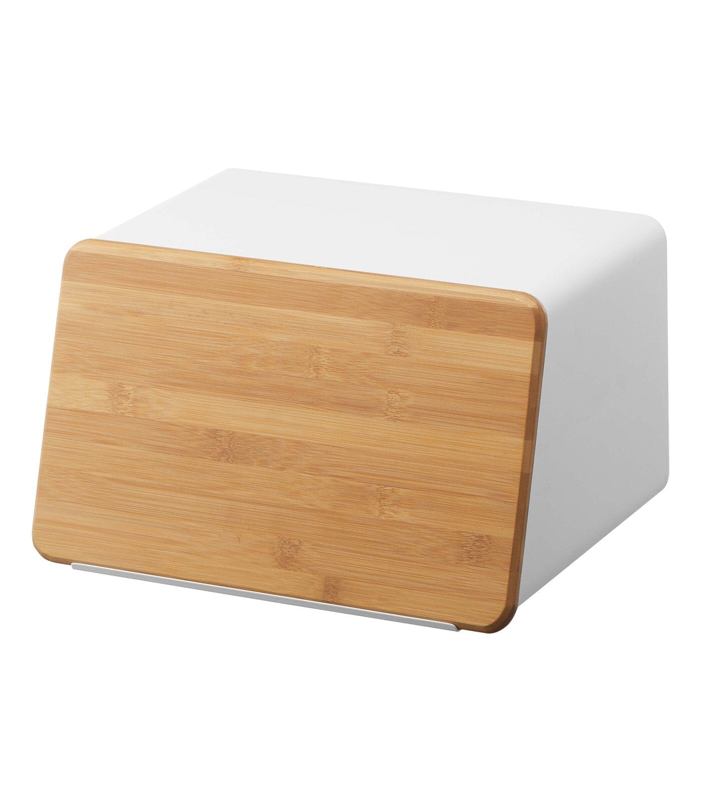 Yamazaki Steel Bread Box With Wooden Cutting Board Lid