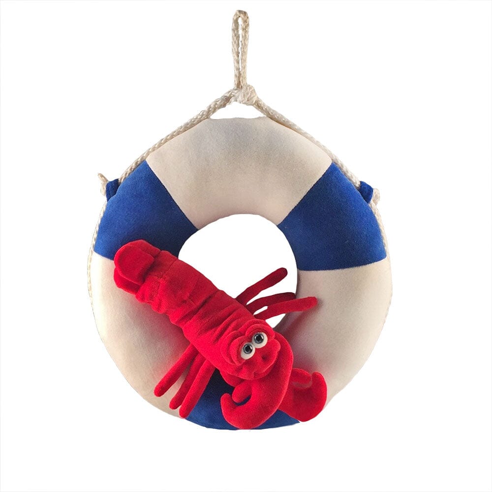 Plush Lobster on Life Preserver Soft Sculpture