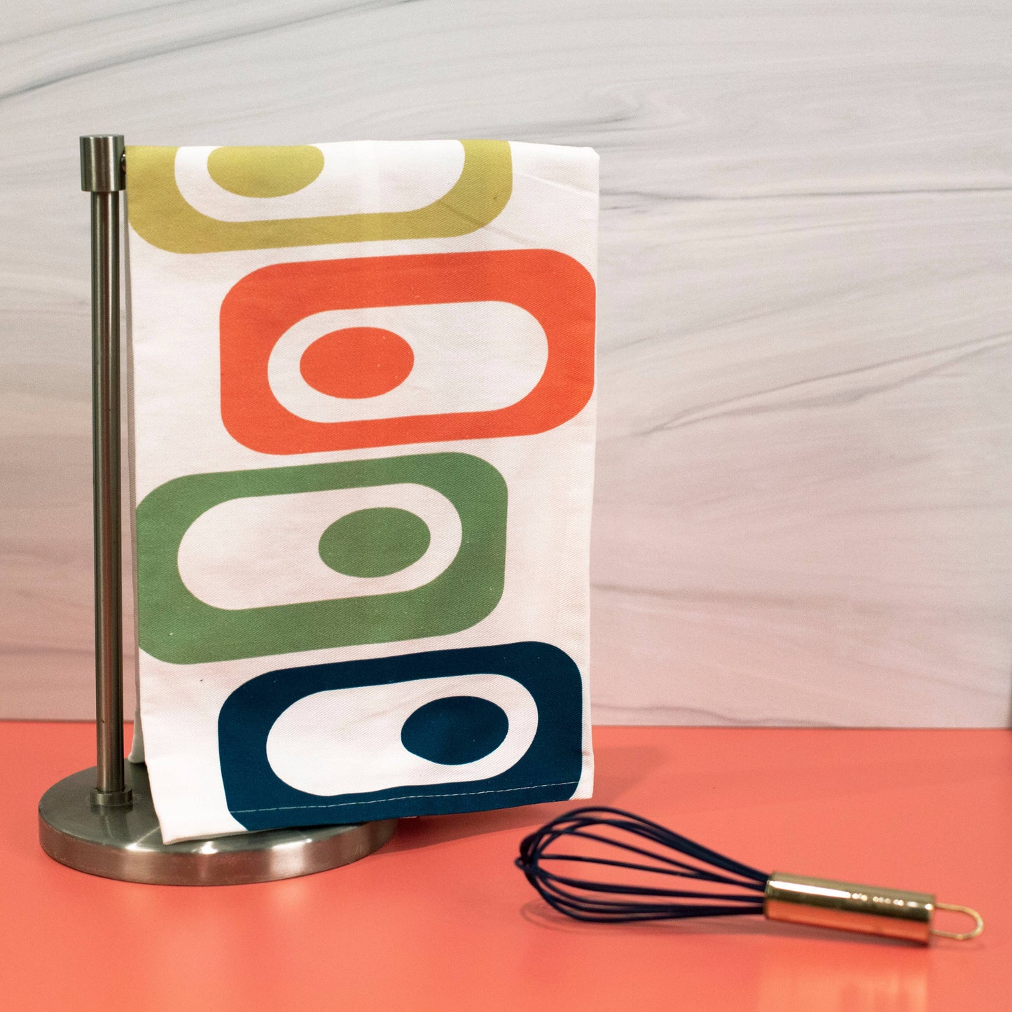 Mid Century Modern Squares Tea Towel