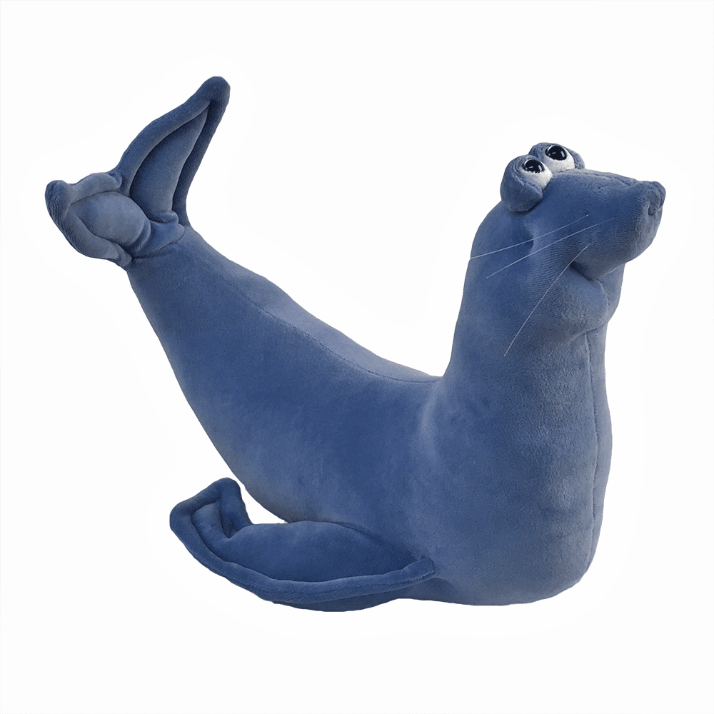 Plush blue seal soft sculpture