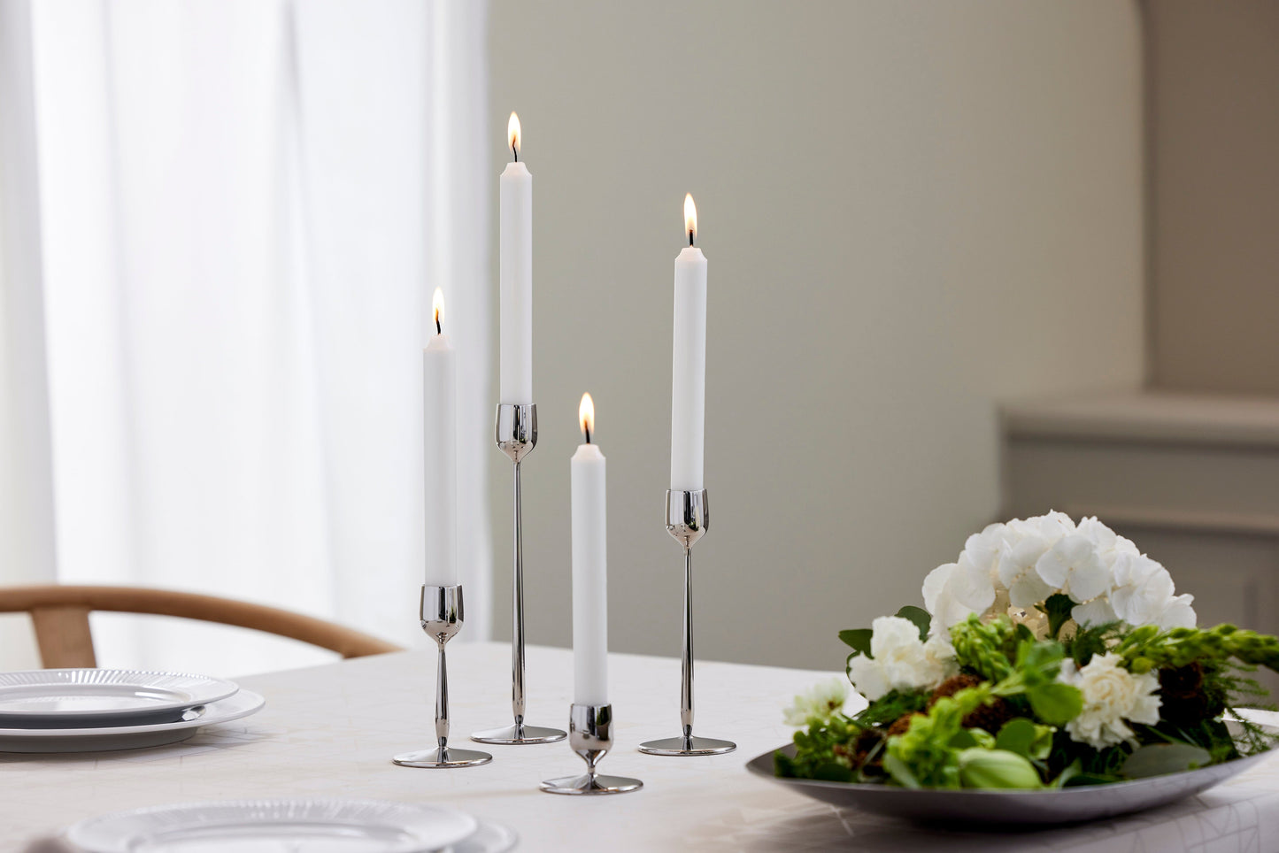 Gense Dorotea Polished Steel Candlesticks