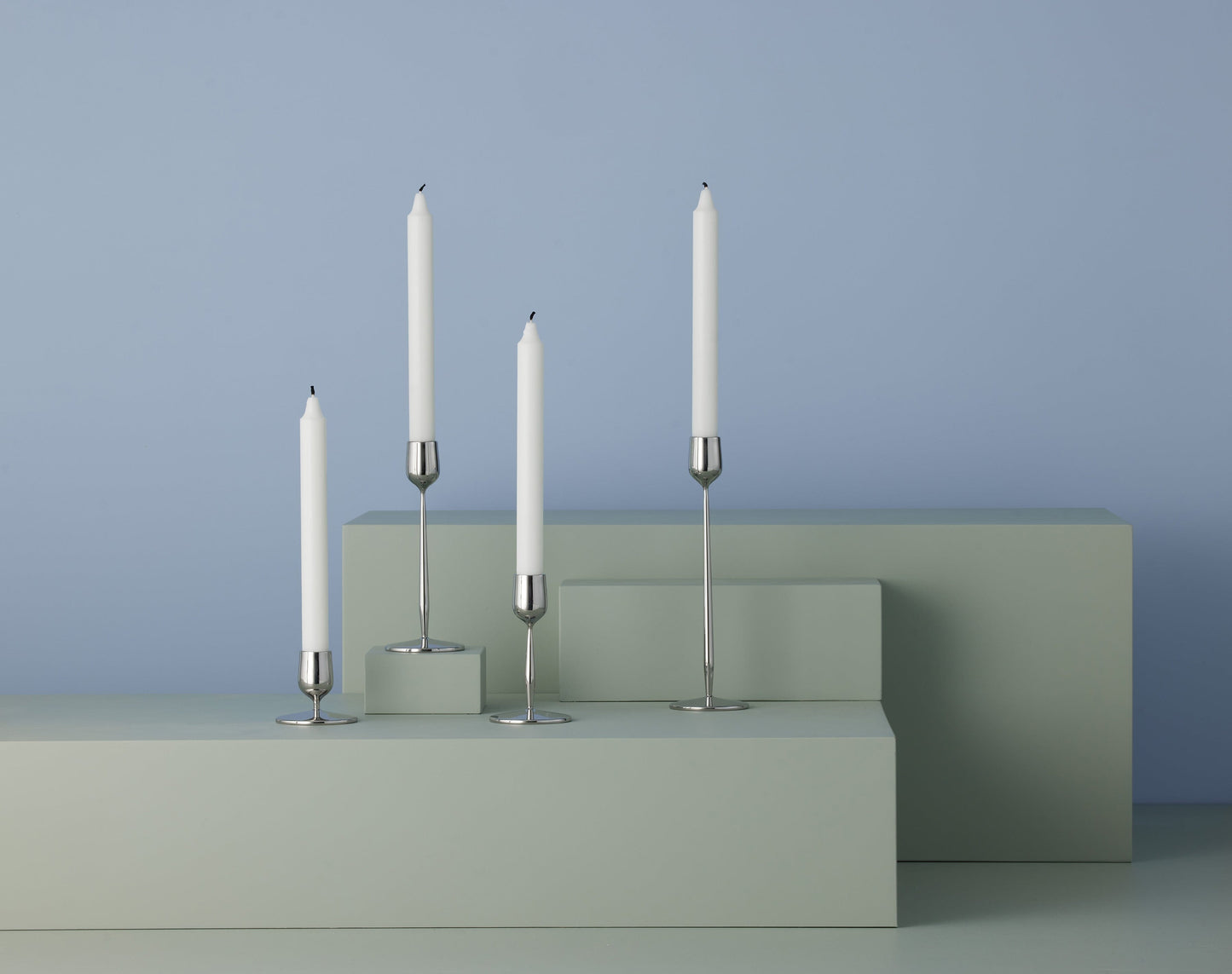 Gense Dorotea Polished Steel Candlesticks