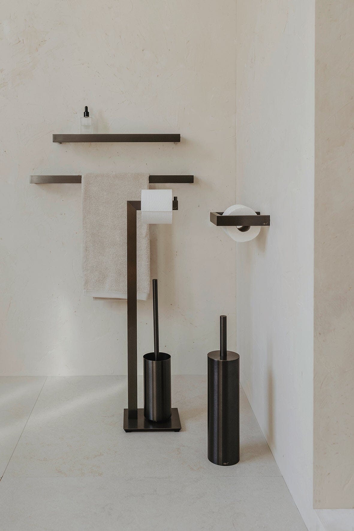 Zack Linea Framed Toilet Roll Holder in Anti-Fingerprint Graphite Finish