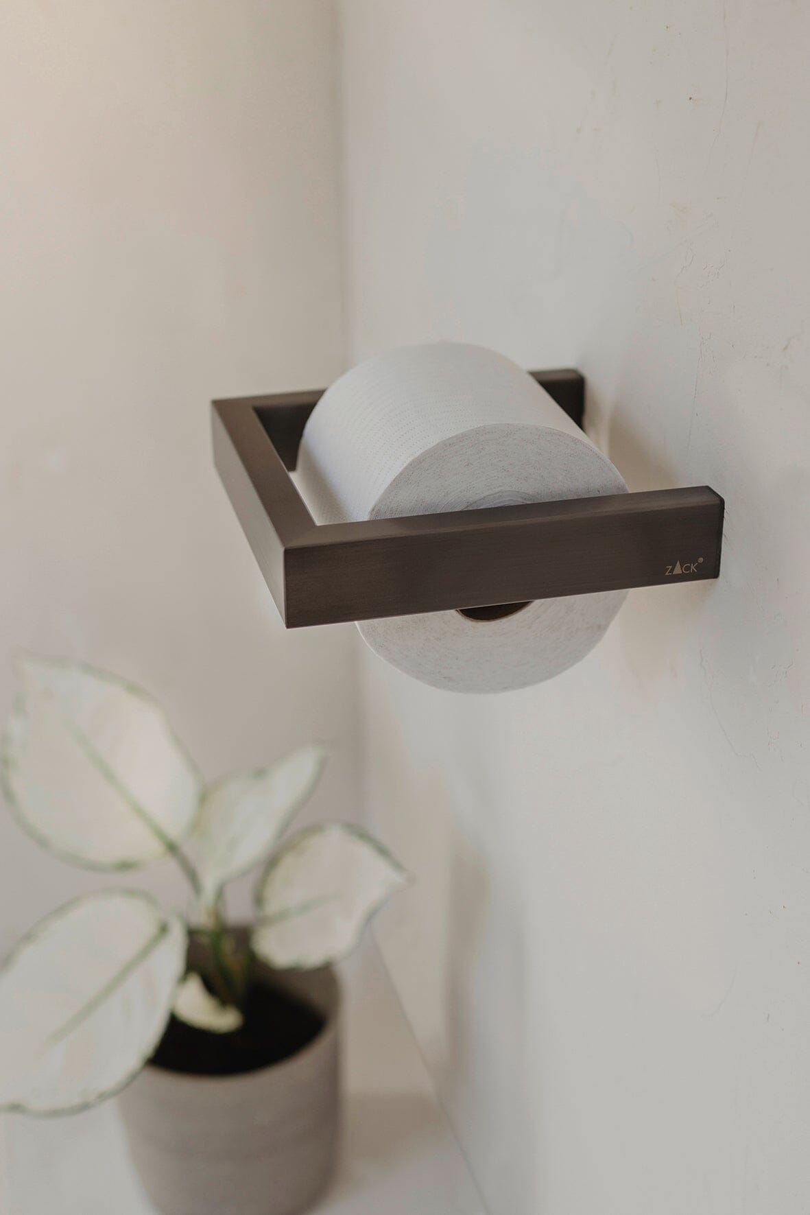 Zack Linea Framed Toilet Roll Holder in Anti-Fingerprint Graphite Finish