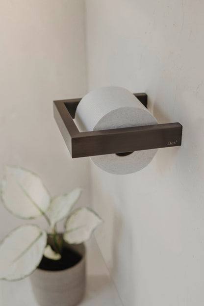 Zack Linea Framed Toilet Roll Holder in Anti-Fingerprint Graphite Finish