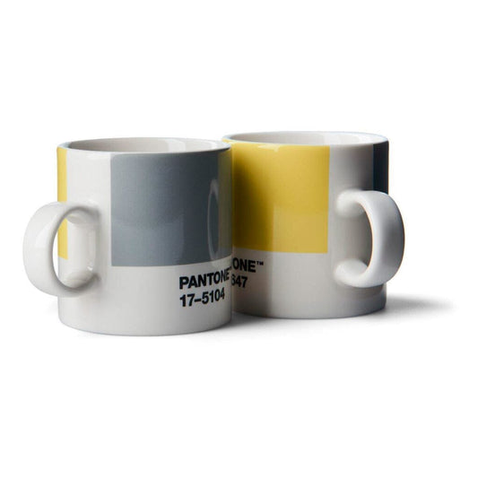 Pantone Espresso Cup in Gift Box in 2021 Color of the Year 17-5104 Ultimate Gray & 13-0647 Illuminating