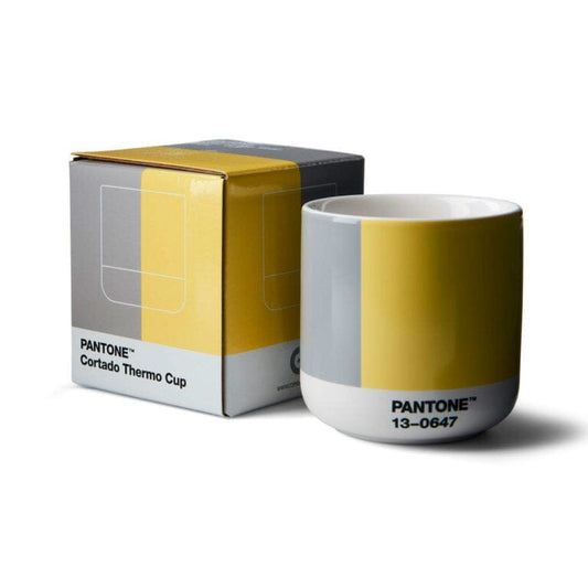 Pantone Cortado Thermo Cup in 2021 Color of the Year 17-5104 Ultimate Gray & 13-0647 Illuminating