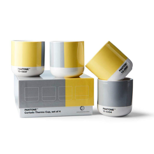 Pantone Cortado Thermo Cup Set of 4 in 2021 Color of the Year 17-5104 Ultimate Gray & 13-0647 Illuminating