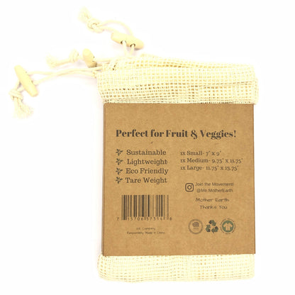 Mother Earth Reusable Produce Bags Set of 3