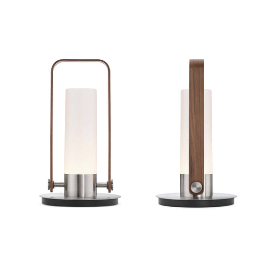Luna Lantern Walnut & Stainless Steel Portable Light