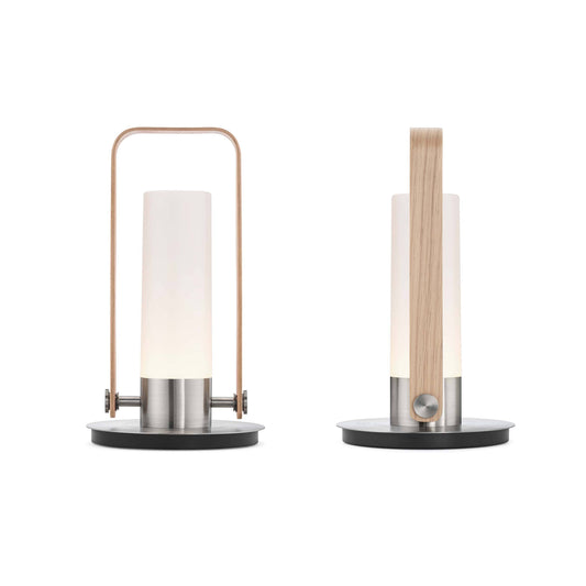 Luna Lantern White Oak & Stainless Steel Portable Light