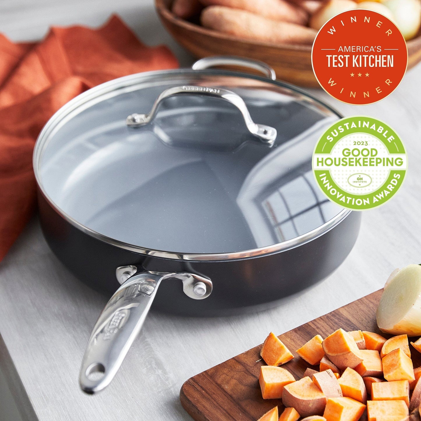 GreenPan Valencia Pro Non-Stick 4.5qt Ceramic Saute Pan With Lid