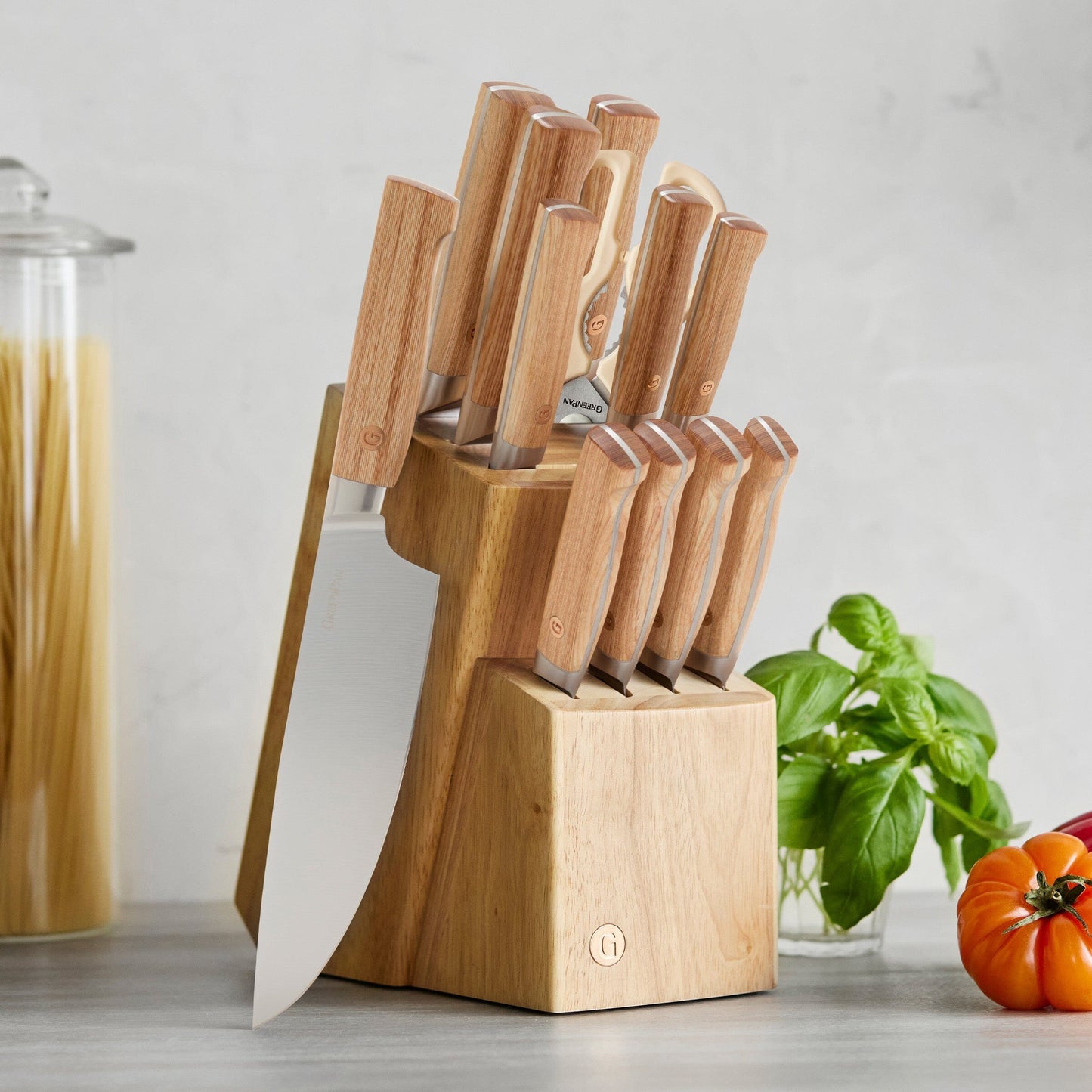 GreenPan Elite Light Pakka Wood Cutlery Knife Block Set