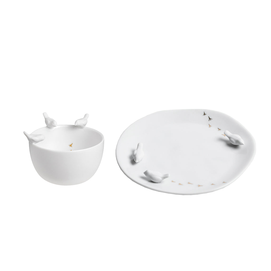 Rader Porcelain Stories Decorative Bird Bowl and Plate Set