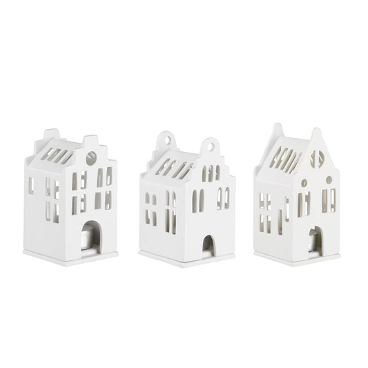 Rader Porcelain Village Stepped Gable Roof House Set of 3