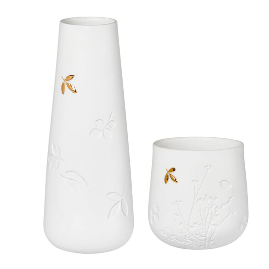 Rader Porcelain Stories Leaf Vase and Tealight Holder Set