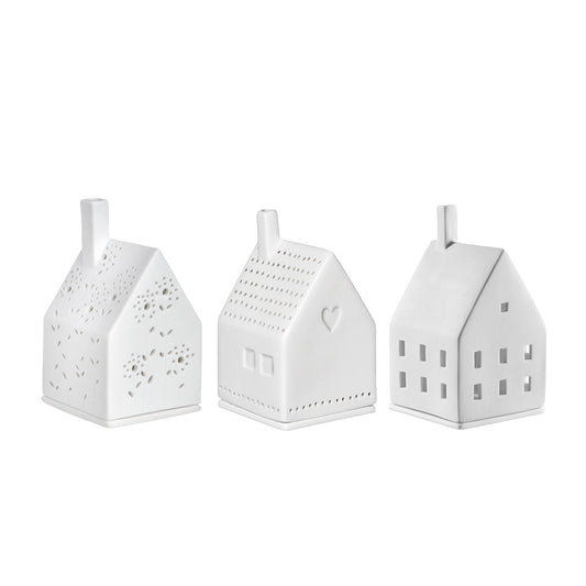 Rader Porcelain Village Heart, Magic, and Flower House Set