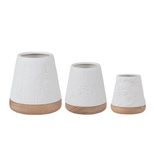 Rader Porcelain Poetry Lantern Set With Beechwood Base