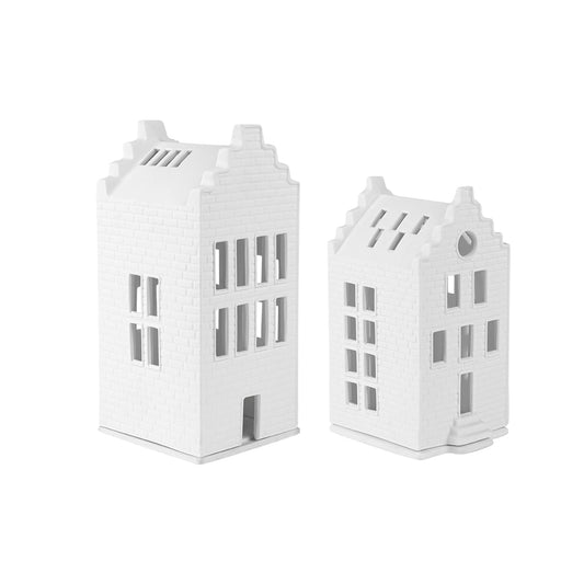 Rader Porcelain Village Set of Brick Houses with Stepped Gables