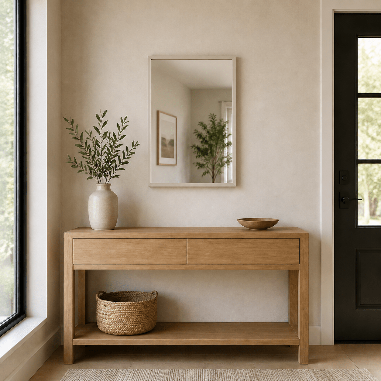 Wall Art Mirror Framed in Cashmere Wood