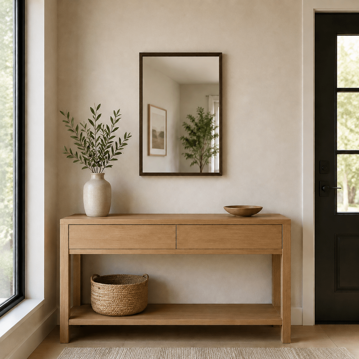 Wall Art Mirror Framed in Dark Oak