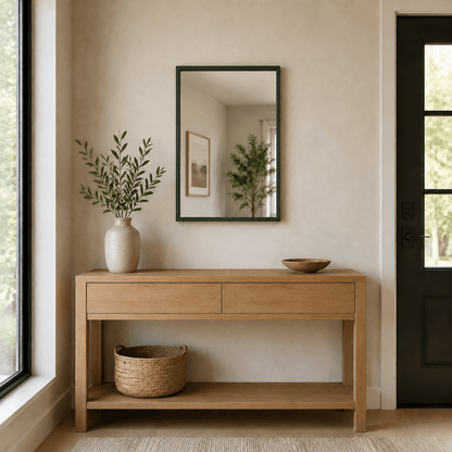 Wall Art Mirror Framed in Green Wood