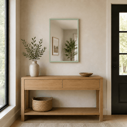 Wall Art Mirror Framed in Mint Wood