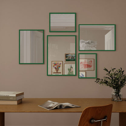 Wall Art Mirror Framed in Green Wood