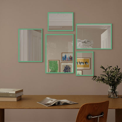 Wall Art Mirror Framed in Mint Wood