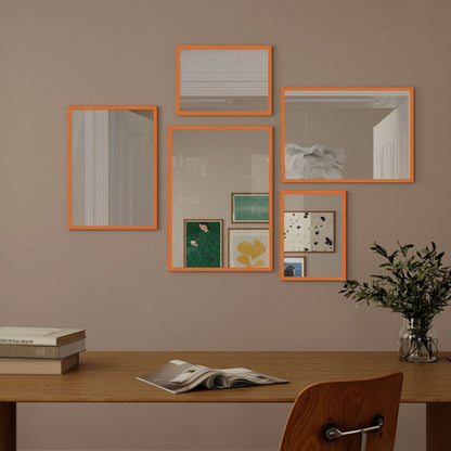 Wall Art Mirror Framed in Orange Wood