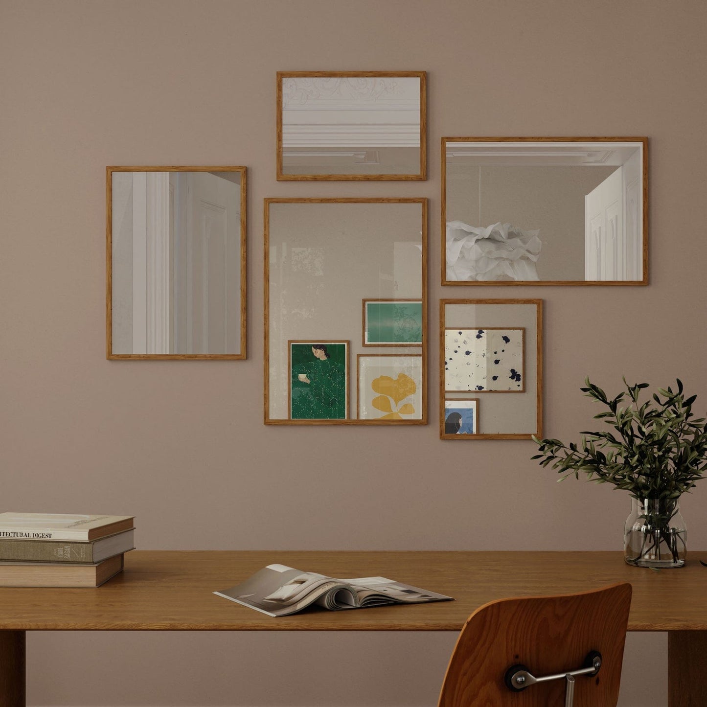 Wall Art Mirror Framed in Nature Oak