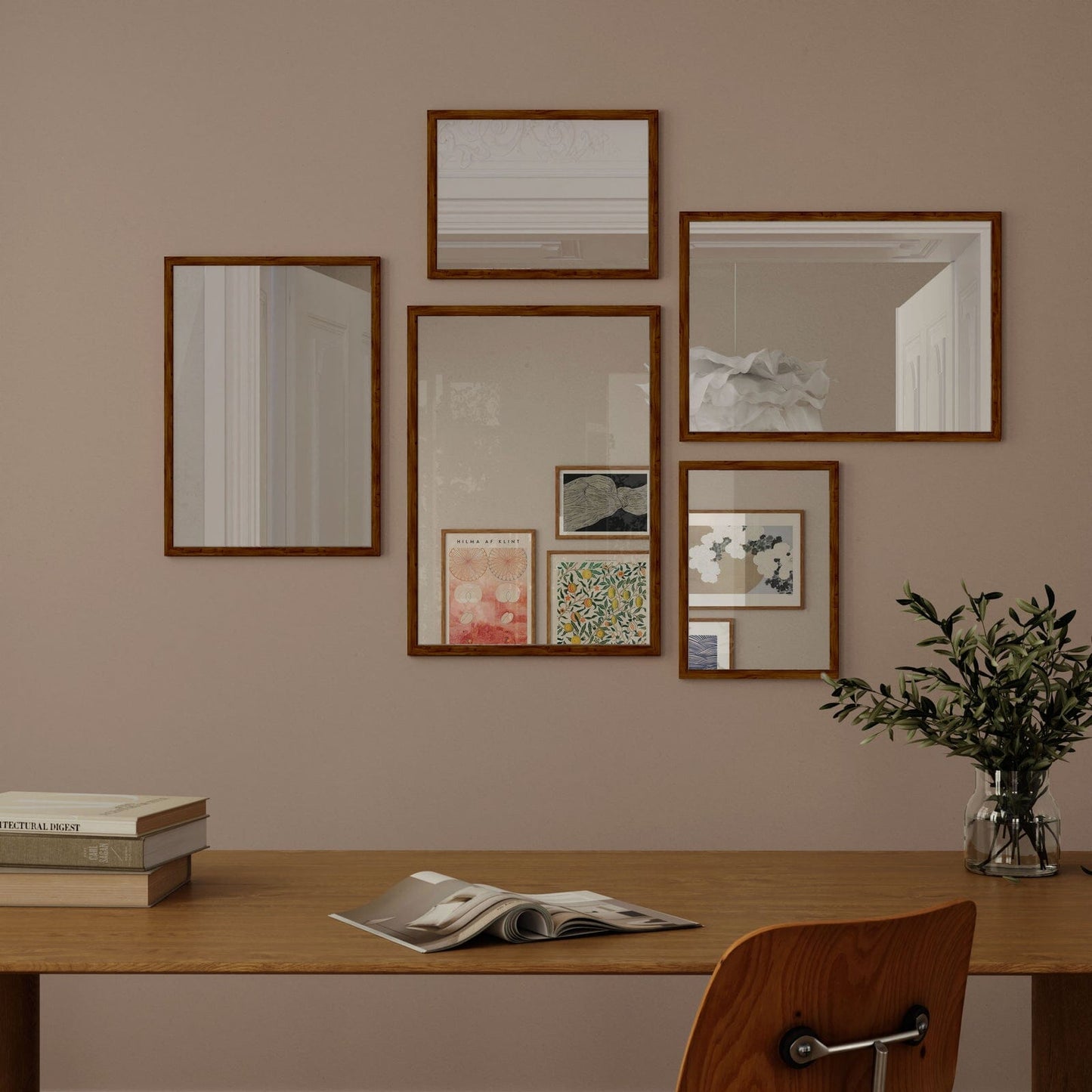 Wall Art Mirror Framed in Dark Oak