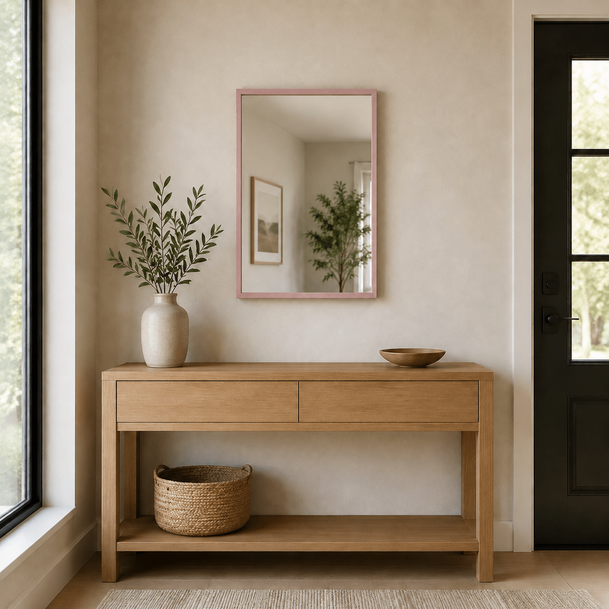Wall Art Mirror Framed in Rose Wood