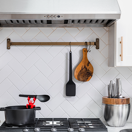 Stove set up with modern cooking implements