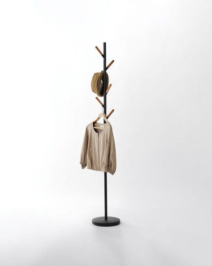 Yamazaki 70" Steel Coat Rack with Wooden Pegs