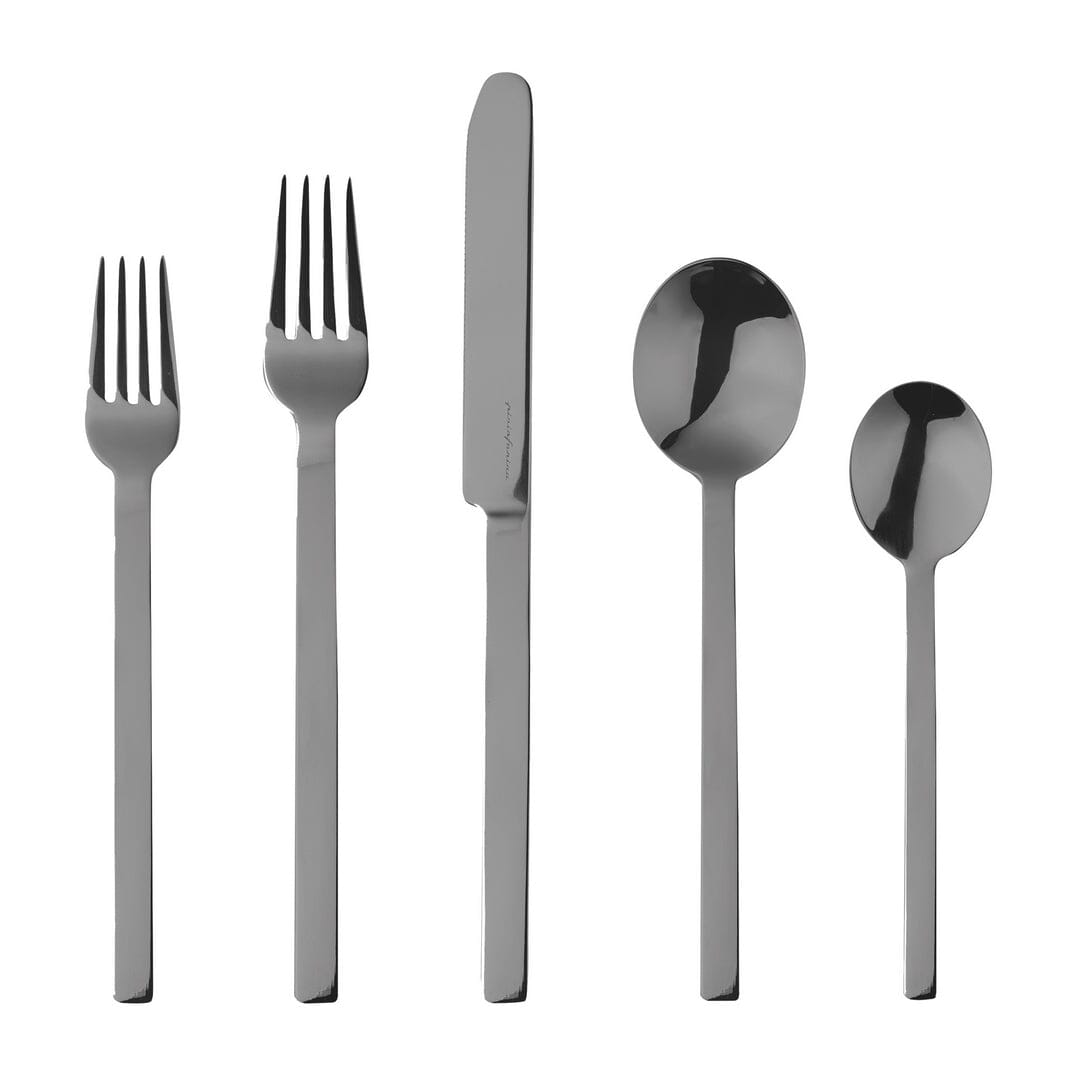 STILE mirror polished black 5 piece place setting