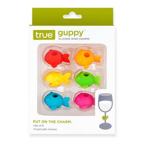 TRUE Guppy Silicone Wine Charms Set of 6