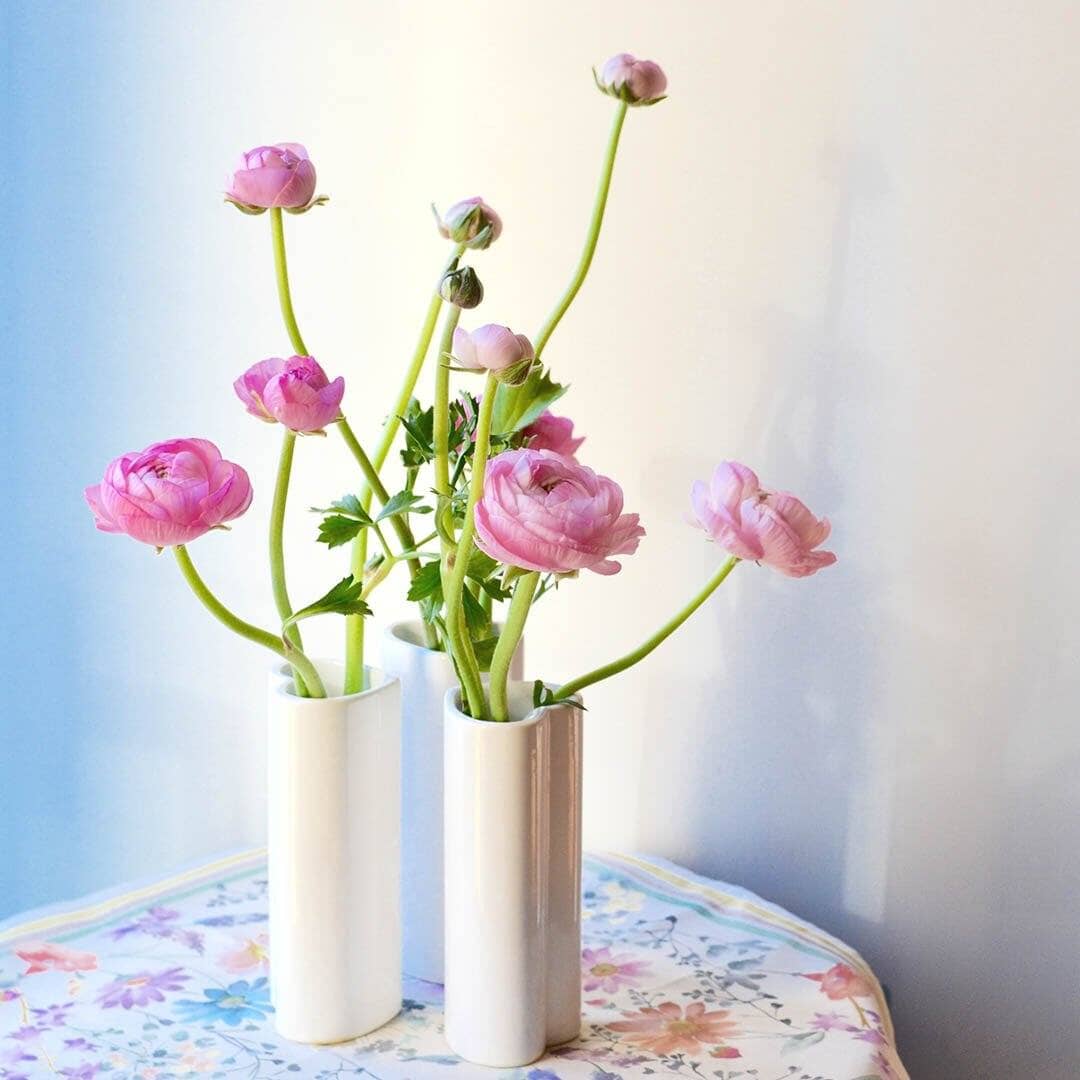 Heart Vases - Set of 3 in White Ceramic