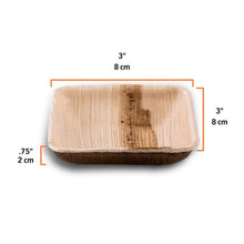 Load image into Gallery viewer, Palm Leaf Square Bowls 3.5 Inch - 3oz Mini (Set of 25/50/100)
