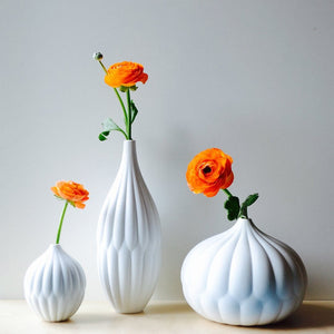 Set of 3 Textured Porcelain Vases